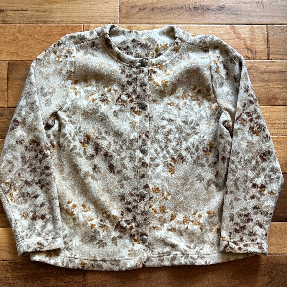 Vtg Basic Editions All Over Print Fall Fleece Car… - image 1